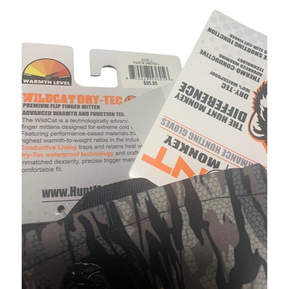 HUNT MONKEY Camo Wildcat Dry-Tec Flip Finger Hunting Mittens NWT Various Sizes - Picture 6 of 6